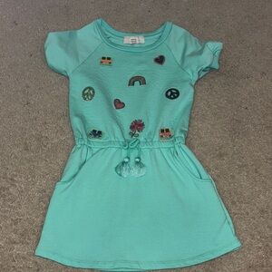 Kids Aqua Dress with Fun Patches